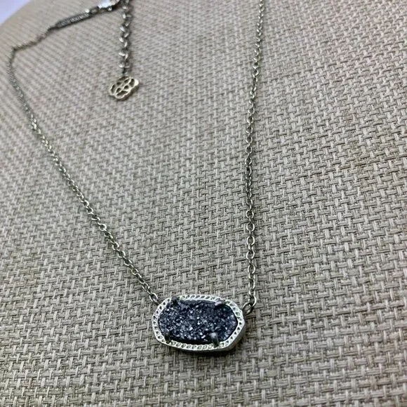 Kendra Scott Elisa Black Druzy Gold Tone Chain Necklace - Picture 2 of 8